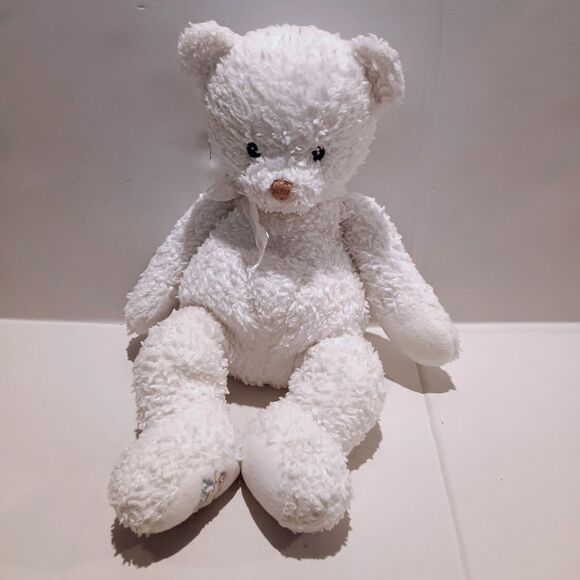 Vtg Gund Twinkle Fuzzy Teddy Bear Plush-Baby 2000-Sheer Bow-Embroidered Eye